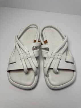 ROBERT CLERGERIE Women's White Eda‎ Smooth Leather Strappy Slide Sandals 35.5